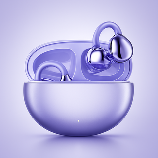 Draadloze Bluetooth-oordopjes met clipsluiting en open oordopjes voor helder geluid. Paars