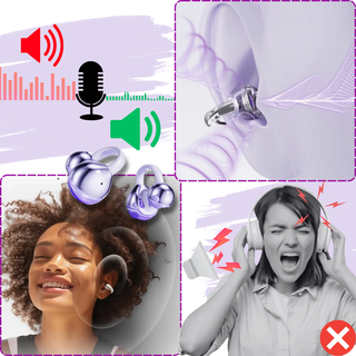 Draadloze Bluetooth-oordopjes met clipsluiting en open oordopjes voor helder geluid.