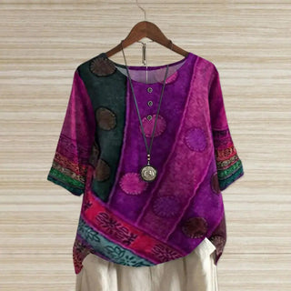 Pamelo | Elegante Top met Ronde Hals Paars