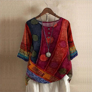 Pamelo | Elegante Top met Ronde Hals Rood