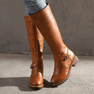 Elegante leren laarzen voor dames met comfort de hele dag door en een duurzame afwerking. Bruin