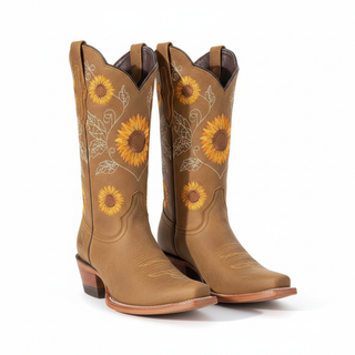 Elisabeth | Dames cowboylaarzen met zonnebloemborduurwerk