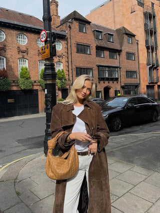 Ella | Dames Suède Trenchcoat