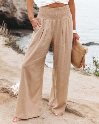 Bonera | Dames Broek – Natuurlijk Katoen, Elegante Hoge Taille & Luchtig Comfort Khaki