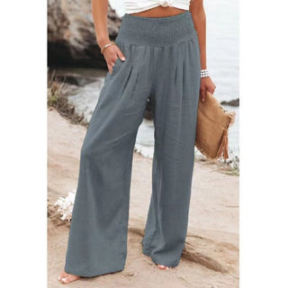 Bonera | Dames Broek – Natuurlijk Katoen, Elegante Hoge Taille & Luchtig Comfort Grijs
