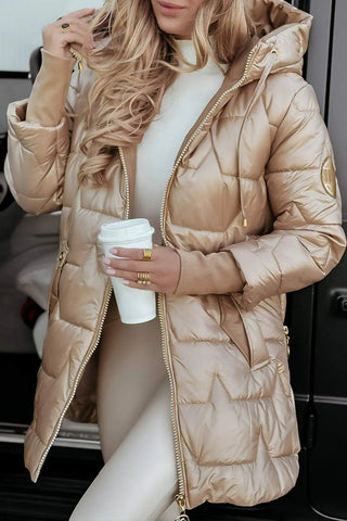 Emma | Dames pufferjack met capuchon Beige