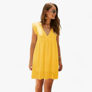 Vyssion | Dames Zomerjurk – Ultracomfortabel & Luchtig Design Mosterd