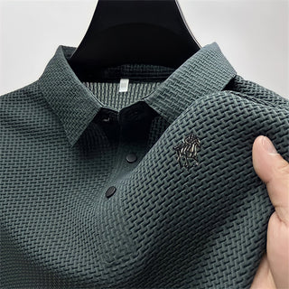 Heren Poloshirt Slim Fit Katoen Casual en Formeel Donkergroen