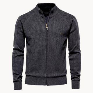 Idris | Fijngebreid Vest met Rits Donkergrijs