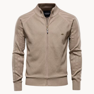 Idris | Fijngebreid Vest met Rits Kaki