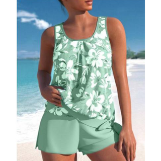 Flōre | Tankini set voor dames – Tweedelig zomerdesign, comfortabele pasvorm en stijlvol groen