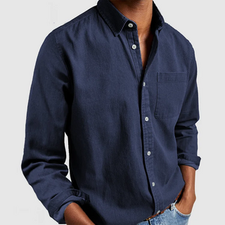 Fynn | Klassiek shirt met lange mouwen Marineblauw
