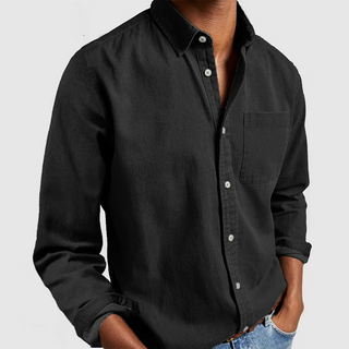 Fynn | Klassiek shirt met lange mouwen Zwart