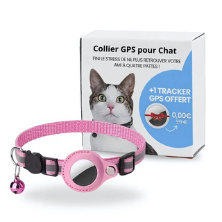 GPS-halsband voor katten met realtime tracking en veiligheidsfuncties roze