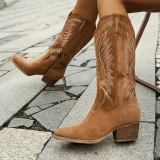 Geborduurde Cowboylaarzen voor Dames – Spitse Neus en Klassieke Stijl