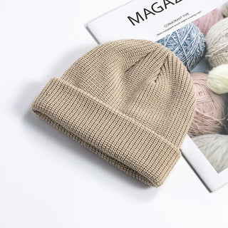 Mannen En Vrouwen Gebreide Muts Van Wol Warm Skullies Mode Herfst Winter Beige