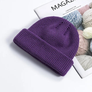 Mannen En Vrouwen Gebreide Muts Van Wol Warm Skullies Mode Herfst Winter Paars