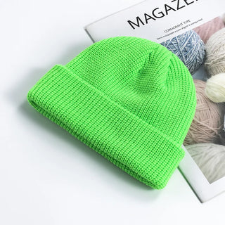 Mannen En Vrouwen Gebreide Muts Van Wol Warm Skullies Mode Herfst Winter Groen