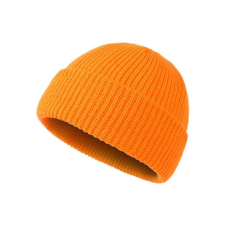 Mannen En Vrouwen Gebreide Muts Van Wol Warm Skullies Mode Herfst Winter Oranje