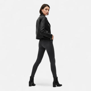Ancienne Monde | Dames Leren Bikerjas Tijdloos Design