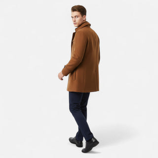 Ancienne Monde | Heren Wollen Trenchcoat met Dubbele Kraag en Rits