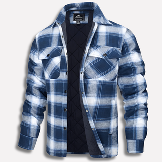 Geruit katoenen flanellen shirt in houthakkersstijl, ideaal als laagjeskleding voor buiten. Blauw