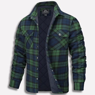 Geruit katoenen flanellen shirt in houthakkersstijl, ideaal als laagjeskleding voor buiten. Groen