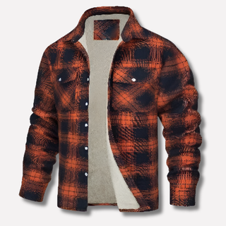 Geruit katoenen flanellen shirt in houthakkersstijl, ideaal als laagjeskleding voor buiten. Oranje