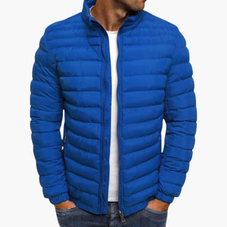Gewatteerde vrijetijdsjas voor heren met isolerende voering. blauw