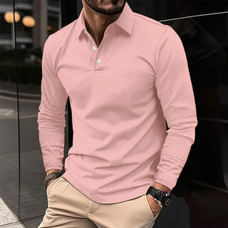 Gideon | Klassieke Polo met Lange Mouwen Roze