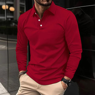 Gideon | Klassieke Polo met Lange Mouwen Rood