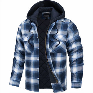 Giovanni - Geruite jas met rits donkerblauw
