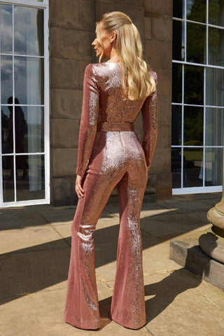 Tasana | Glitterende avondjumpsuit – Sprankelend design, Getailleerde riem & Majestueuze nieuwjaarslook