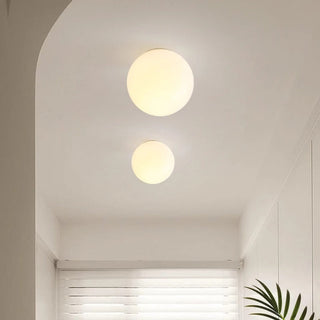 Globa plafondlamp - Moderne ronde plafondlamp van glas en aluminium met zacht licht. Doorsnede 18 cm
