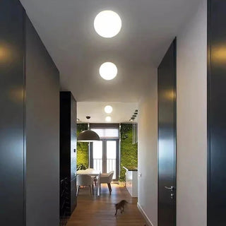 Globa plafondlamp - Moderne ronde plafondlamp van glas en aluminium met zacht licht.