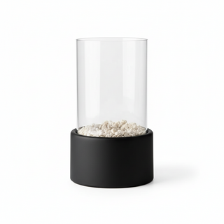GlowEdge rookloze biohaard in glas – draagbare tafelhaard voor binnen- en buitengebruik