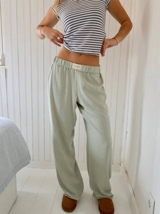 Louisa Dames Lounge Broek met Elastische Band Groen