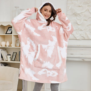Hoodie & Deken | Heerlijke Combinatie van een Zachte Hoodie en Comfy Deken in één! Washed Roze & Wit