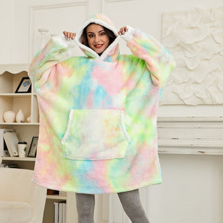 Hoodie & Deken | Heerlijke Combinatie van een Zachte Hoodie en Comfy Deken in één! Washed Regenboog