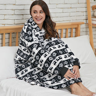 Hoodie & Deken | Heerlijke Combinatie van een Zachte Hoodie en Comfy Deken in één! Zwart Hert
