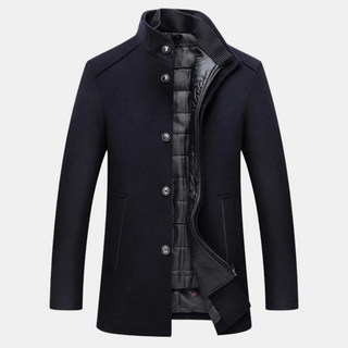 Hampus | Wollen herenjas met opstaande kraag Blauw