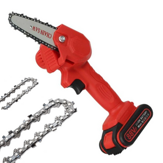 HandyPRO Elektrische Accu Kettingzaag | Efficiënt & Snel Snoeien en Zagen! Oranje 2 Kettingen
