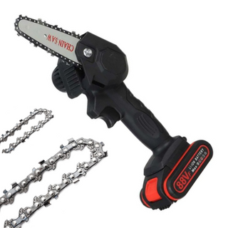 HandyPRO Elektrische Accu Kettingzaag | Efficiënt & Snel Snoeien en Zagen! Zwart 2 Kettingen