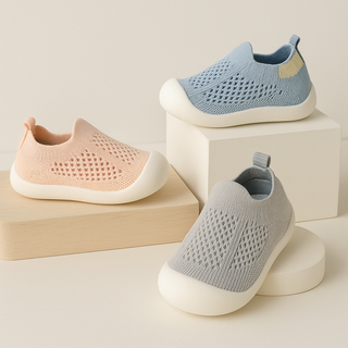 Baby Antislip Sokschoentjes - Zachte Ademende Gebreide Eerste-Stapjes Sneakers, Lichtgewicht Peuter Trainers met Grip Zool