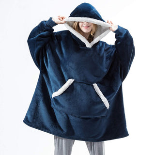 Hoodie & Deken | Heerlijke Combinatie van een Zachte Hoodie en Comfy Deken in één! Blauw