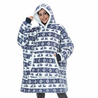 Hoodie & Deken | Heerlijke Combinatie van een Zachte Hoodie en Comfy Deken in één! Blauw Hert