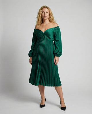 Amore | Dames Zwangerschapsjurk – Maxi-lengte, Geplooid & Off-shoulder