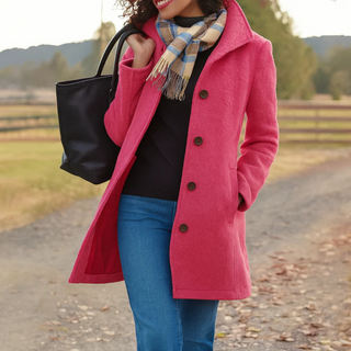 Helga | Klassieke winterjas voor dames met knoopsluiting aan de voorkant roze
