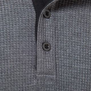 Henley-shirt met lange mouwen voor heren, knoopsluiting, natuurlijke textuur