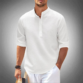 Heren casual Henley shirt, lichtgewicht, ademend en comfortabel. wit